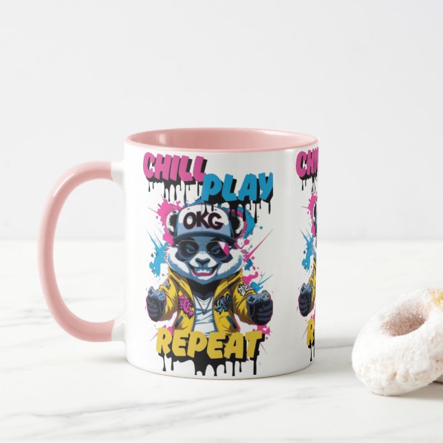 Mug Panda de jeu de couleurs (Avec donut)