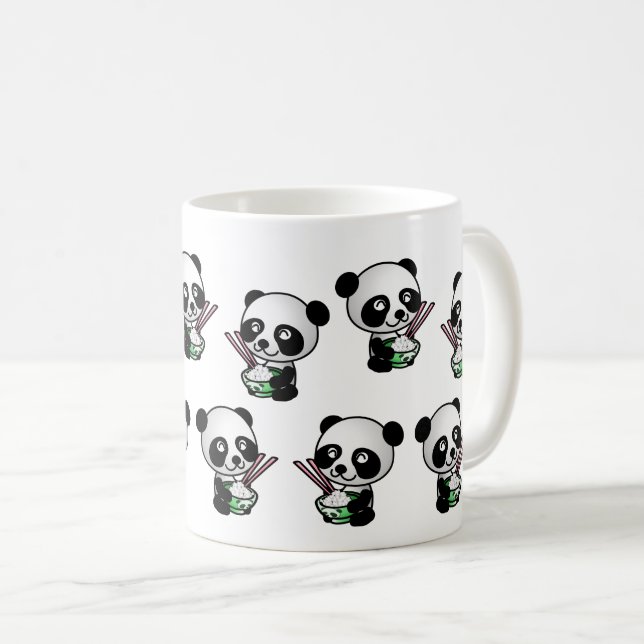 Mug Panda drôle Mignonne Manger Riz Animaux Animaux (Devant droit)