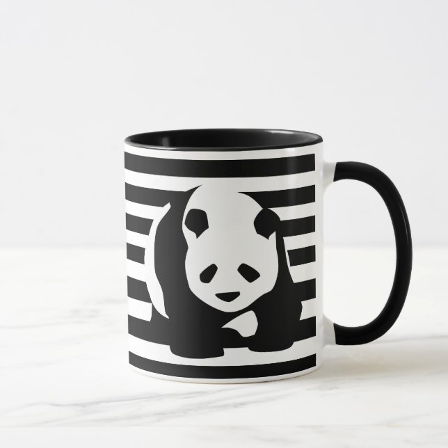 Mug Panda et rayures noirs et blancs (Droite)