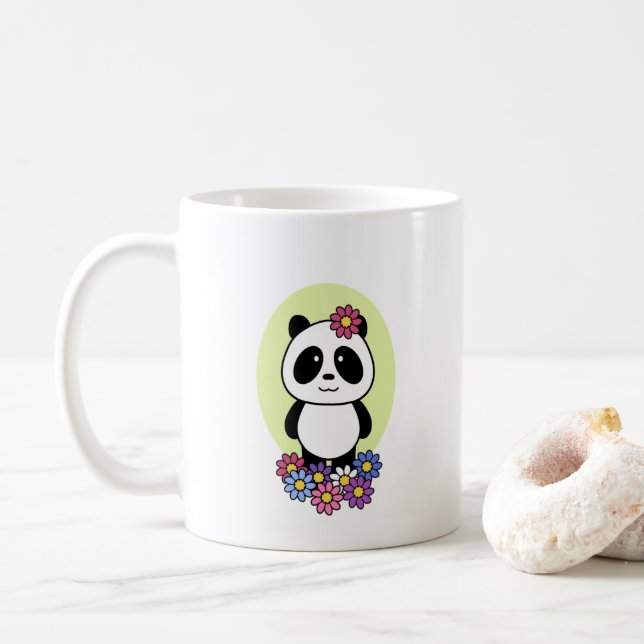 Mug Panda mignonne avec fleurs - 1000Pandas (Avec donut)