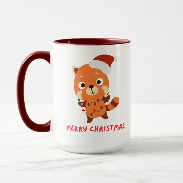 Mug Panda roux Joyeux Noël (Gauche)
