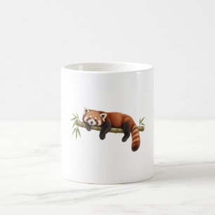 Mug Panda roux se reposant sur du bambou