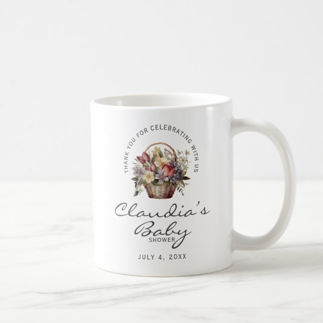 Mug Panier de fleurs de Baby shower Merci (Droite)