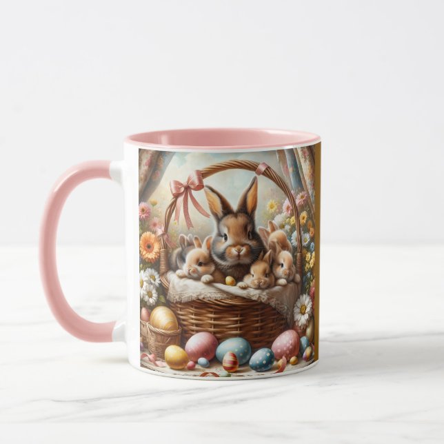 Mug Panier de lapin de Pâques Lapin de printemps migno (Gauche)