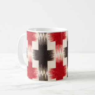 Mug Panier Motif de tissage rouge et noir art Abstrait