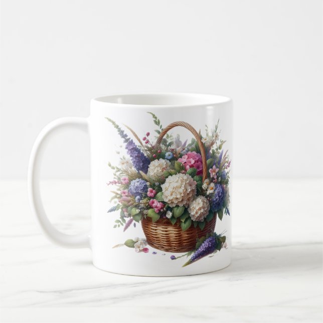 Mug Panier Rempli De Fleurs (Gauche)