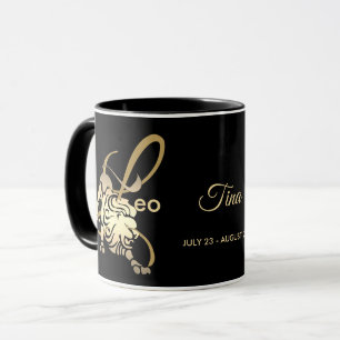 Mug Panneau d'anniversaire Leo ♌ Zodiac / Noir et or