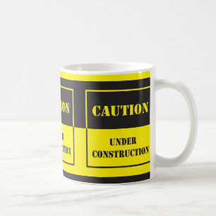 Mug panneau de mise en garde en construction