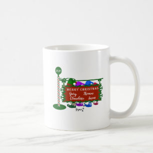Mug Panneau de Noël avec nom de famille Elfes