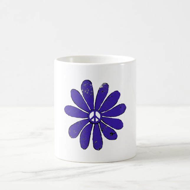 Mug Panneau de Paix HIppie Fleur pourpre Revêtu (Centre)