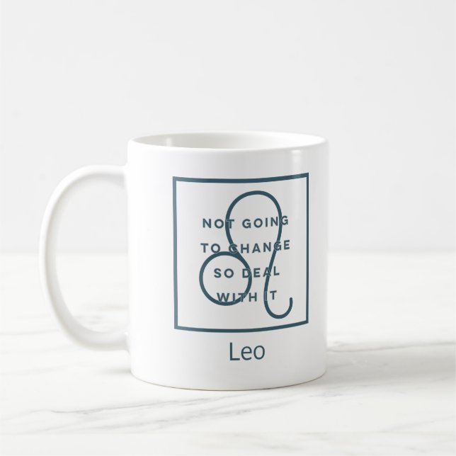 Mug Panneau Leo Zodiac Fun Citation Bleu Anniversaire (Gauche)