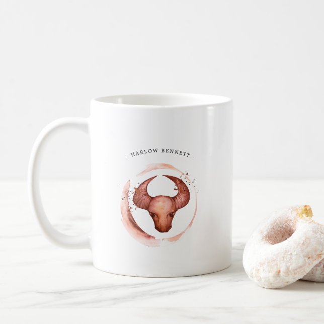 Mug Panneau zodiaque astrologie du Taurus aquarelle |  (Avec donut)