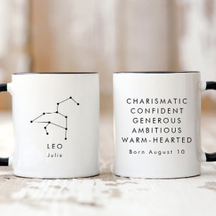 Mug Panneau Zodiaque Leo minimaliste personnalisé
