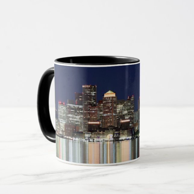 Mug Panorama de nuit de Boston (Devant gauche)