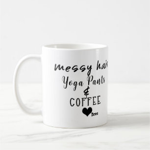 Mug Pantalon de yoga cheveux décoiffés café personnali