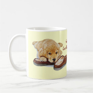 Mug pantoufles de caresse de chiot de chien mignon de