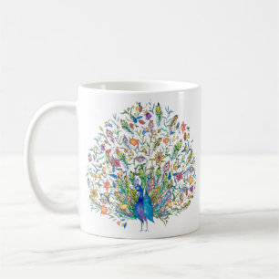 Mug Paon floral aquarelle 