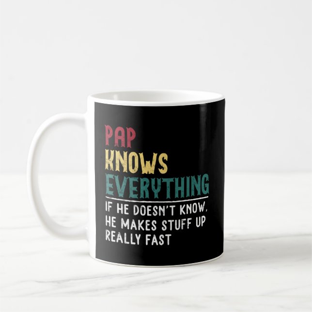 Mug Pap Connaît Tout Fête des pères Pour Grand-Père Pa (Gauche)
