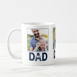 Mug Papa a établi la photo amusante 3 Navy Blue