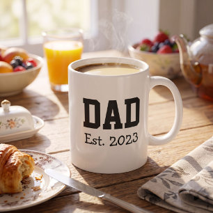 Mug Papa a établi un texte noir gras blanc