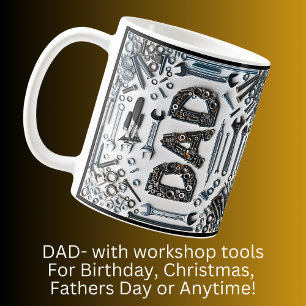 Mug Papa avec outils d'atelier, Fête des pères Anniver