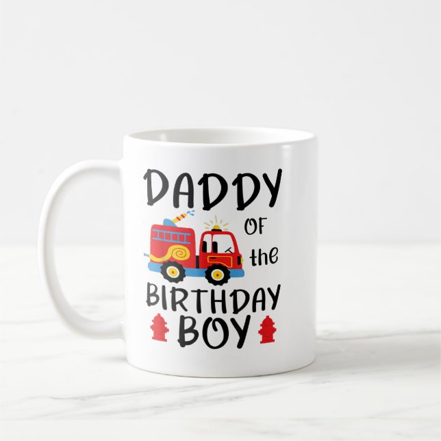 Mug Papa Birthday Boy Fire Truck Toddler Firefighter (Gauche)