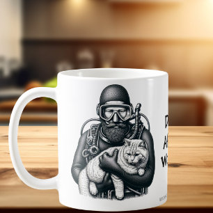 Mug Papa Chat Amusant Plongeur en Scaphandre Personnal