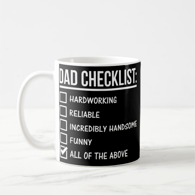 Mug Papa Checklist Travailler dur Fiable Incroyablemen (Gauche)