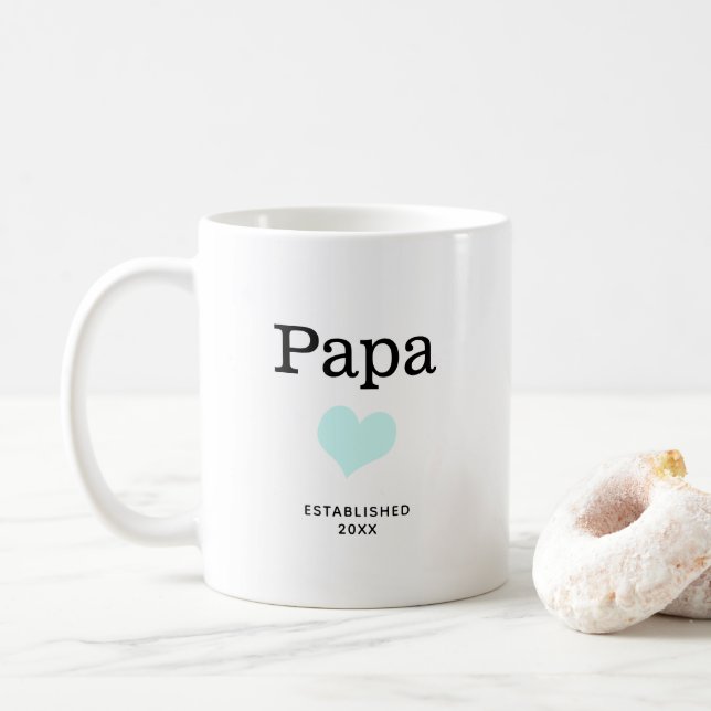 Mug Papa, Coeur Bleu, Photo unique personnalisée (Avec donut)
