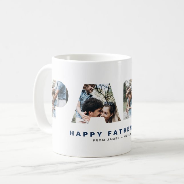 Mug PAPA Cutout Quatre Photo Collage Bonne Fête des pè (Devant gauche)