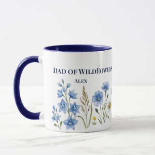 Mug Papa de Fleurs Sauvages Floral Bleu Nom Personnali