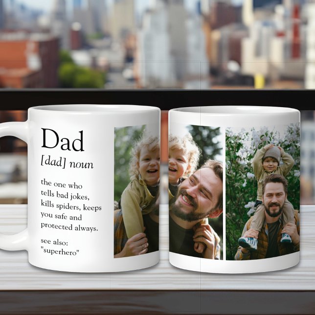 Mug Papa Définition Drôle et coeur Photo de famille (Créateur téléchargé)