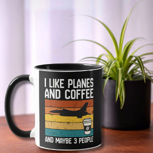 Mug Papa drôle d'anniversaire J'aime les avions Café &
