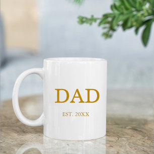 Mug Papa Est. Date avec les noms d'enfants Gold Script