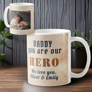Mug Papa Héros Aquarelle Fête des Pères Photo de famil