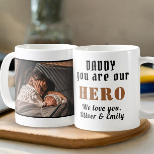 Mug Papa Héros Fête des Pères Photo de Famille