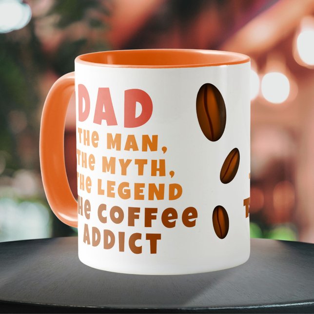 Mug Papa Homme Mythe Légende Café Addict Drôle Père (Créateur téléchargé)