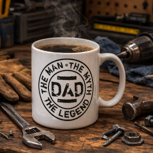 Mug Papa Homme Mythe Légende Grunge Timbre Fête des Pè