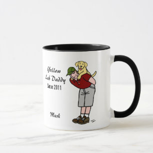 Mug Papa jaune personnalisé de Labrador en rouge