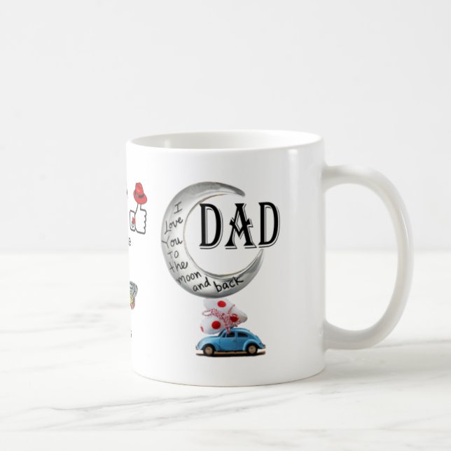 Mug Papa je t'aime à la lune et au dos - fête des (Droite)