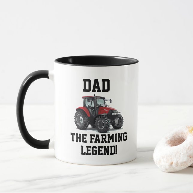 Mug Papa la légende de l'agriculture Tracteur rouge dr (Avec donut)