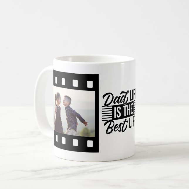 Mug Papa Life est le meilleur Modèle photo d'anniversa (Devant gauche)