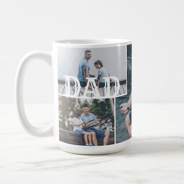 Mug Papa Modern Custom 4 Photo Grille Collage (Gauche)