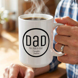 Mug Papa Moderne avec Noms Simples d'Enfants