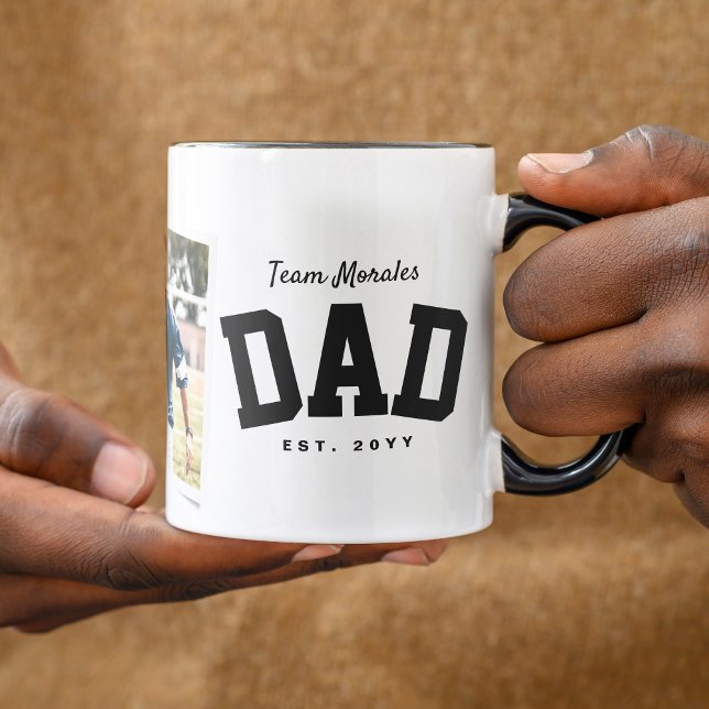 Mug Papa nom de l'équipe une photo noir blanc Fête des (Créateur téléchargé)