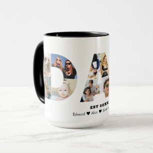Mug Papa Photo Collage Fête des pères découpée Anniver