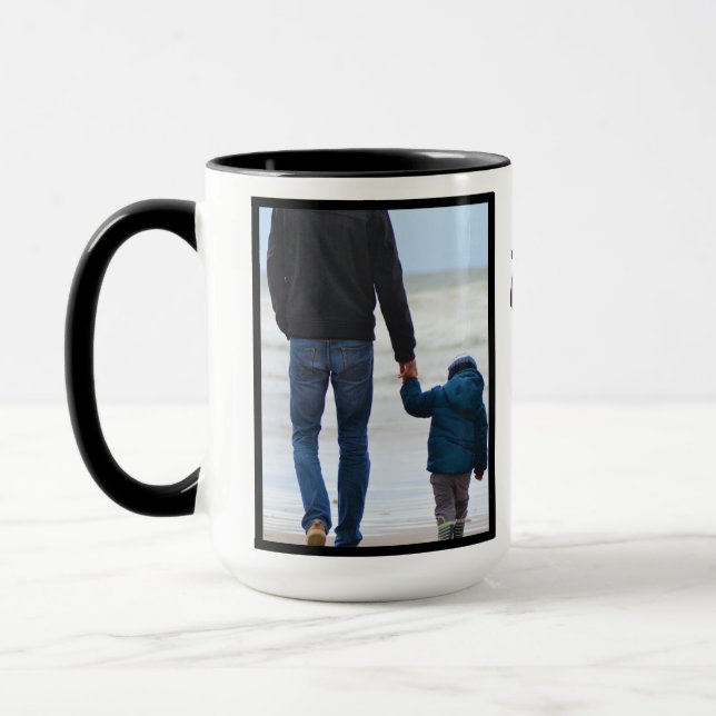 Mug Papa-tu es mon héros photo/texte à deux tons (Gauche)