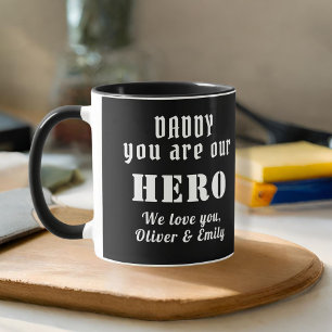 Mug Papa tu es notre Héros Père Famille Noir
