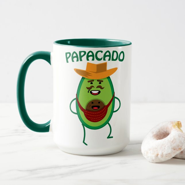 Mug Papacado Papa Avocado Cute Baby Funny Papa (Avec donut)