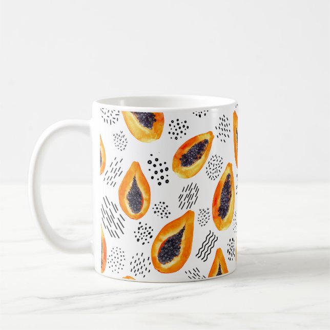 Mug Papaya fruits : motif d'aquarelle abstraite. (Gauche)